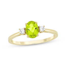Oval-Cut Peridot & Diamond Ring 1/10 ct tw 10K Yellow Gold