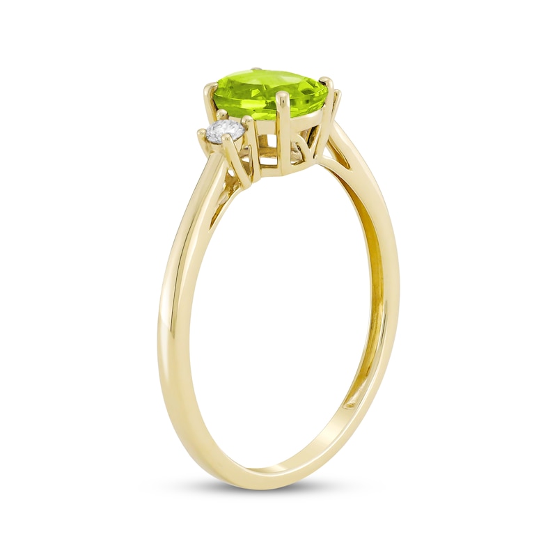 Main Image 2 of Oval-Cut Peridot & Diamond Ring 1/10 ct tw 10K Yellow Gold