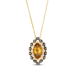 Le Vian Marquise-Cut Citrine Necklace 1/3 ct tw Diamonds 14K Honey Gold 20&quot;