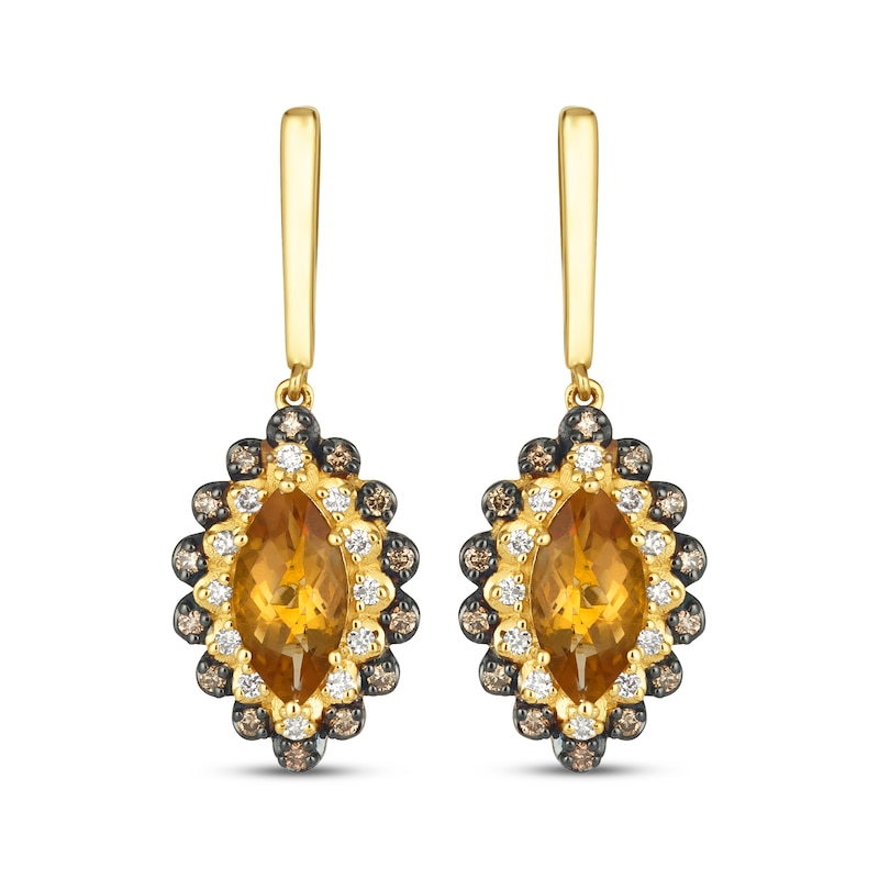 Main Image 2 of Le Vian Marquise-Cut Citrine Dangle Earrings 3/8 ct tw Diamonds 14K Honey Gold