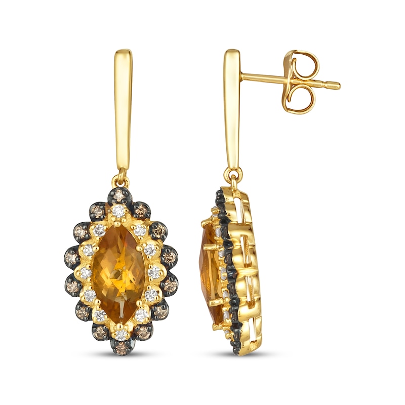 Main Image 3 of Le Vian Marquise-Cut Citrine Dangle Earrings 3/8 ct tw Diamonds 14K Honey Gold