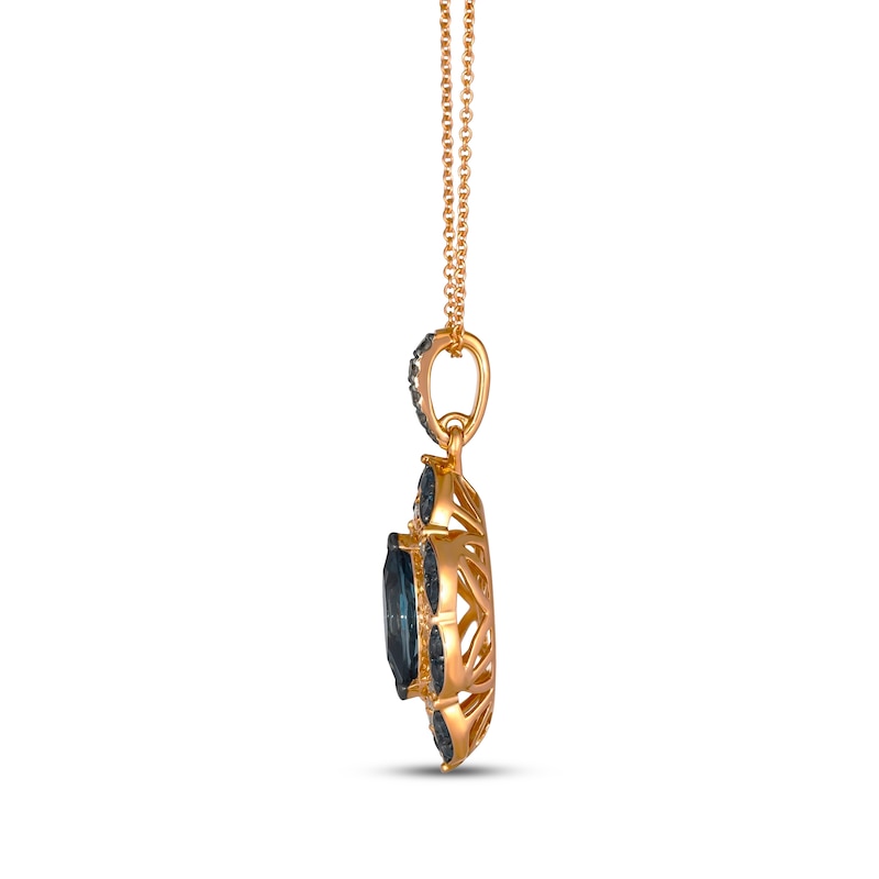 Main Image 2 of Le Vian Marquise-Cut Blue Topaz Necklace 3/8 ct tw Diamonds 14K Strawberry Gold 19&quot;