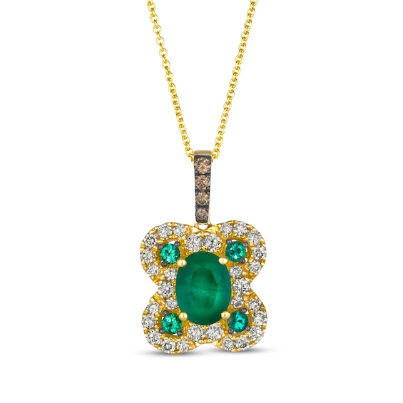 Le Vian Oval-Cut Emerald Necklace 5/8 ct tw Diamonds 14K Honey Gold 20"