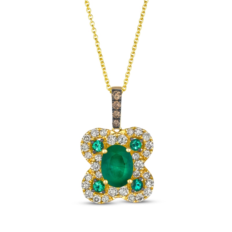 Main Image 1 of Le Vian Oval-Cut Emerald Necklace 5/8 ct tw Diamonds 14K Honey Gold 20&quot;