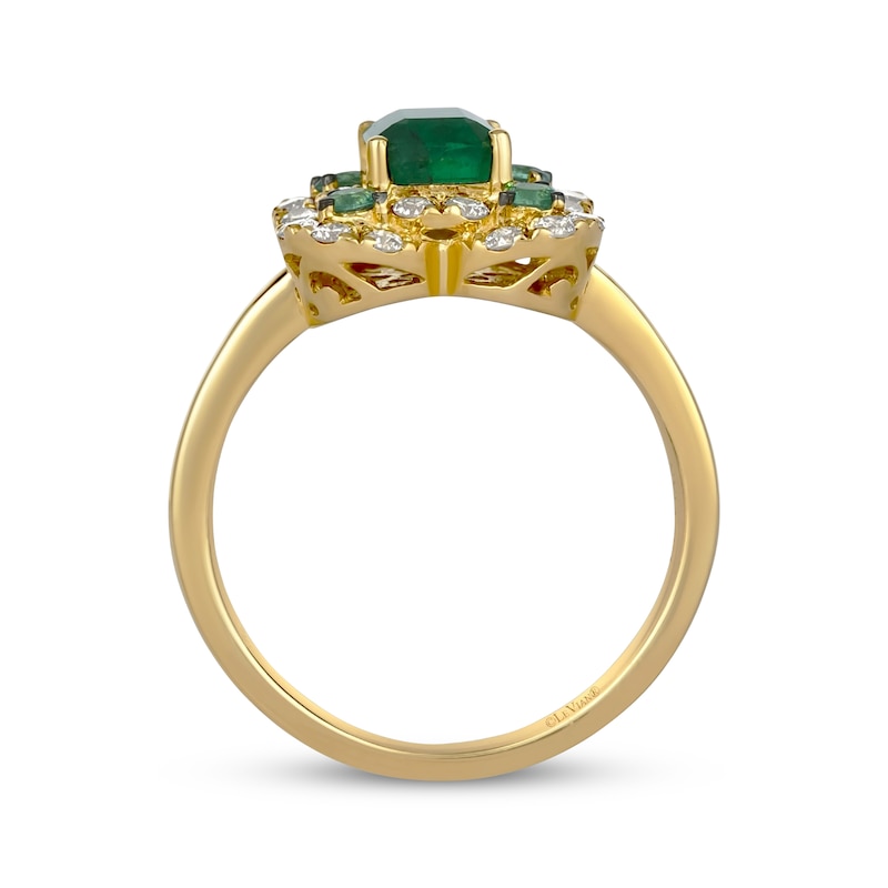 Main Image 2 of Le Vian Emerald-Cut Emerald Ring 1/2 ct tw Diamonds 14K Honey Gold