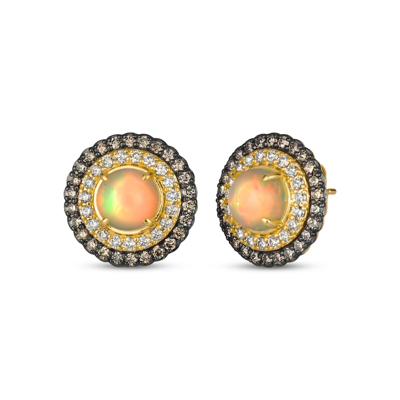 Main Image 1 of Le Vian Opal Stud Earrings 1 ct tw Diamonds 14K Honey Gold