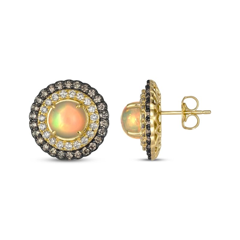 Main Image 3 of Le Vian Opal Stud Earrings 1 ct tw Diamonds 14K Honey Gold