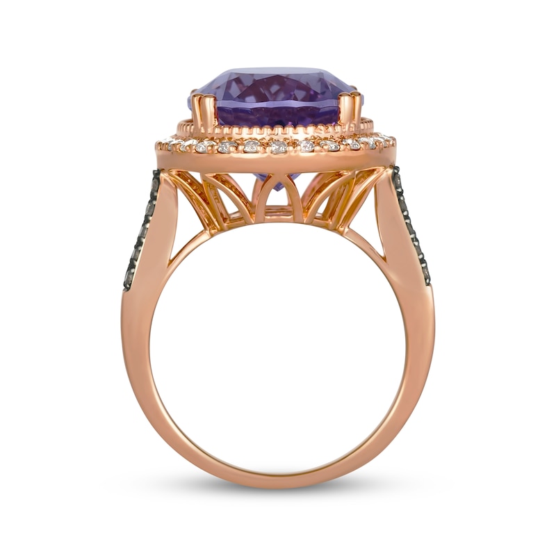 Main Image 2 of Le Vian Oval-Cut Amethyst Ring 5/8 ct tw Diamonds 14K Strawberry Gold