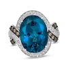 Thumbnail Image 1 of Le Vian Oval-Cut Blue Topaz Ring 3/4 ct tw Diamonds 14K Vanilla Gold