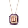 Thumbnail Image 1 of Le Vian Emerald-Cut Morganite & Rhodolite Garnet Necklace 1/3 ct tw Diamonds 14K Strawberry Gold 20&quot;