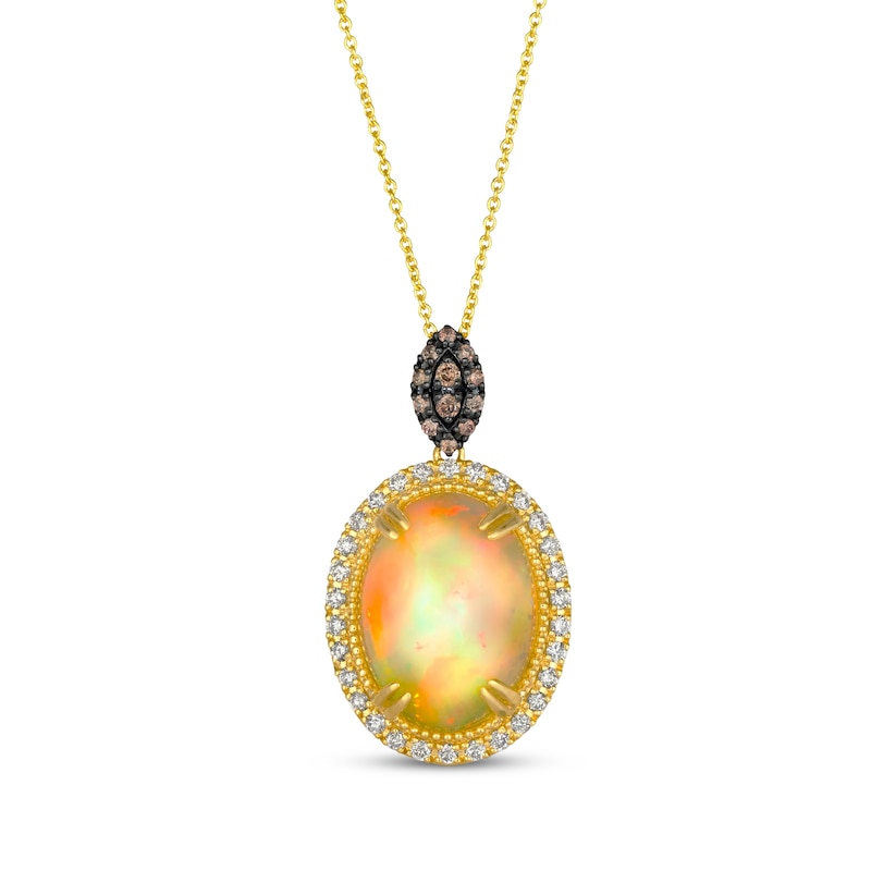 Main Image 1 of Le Vian Oval-Cut Opal Necklace 1/2 ct tw Diamonds 14K Honey Gold 20&quot;