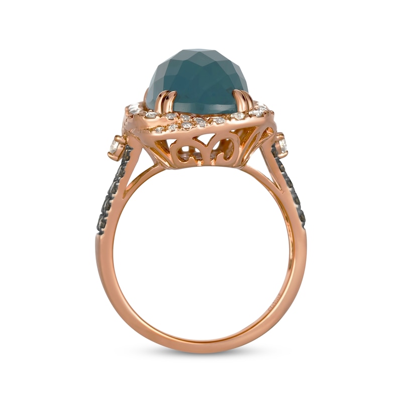 Main Image 2 of Le Vian Cushion-Cut Blue Topaz Ring 7/8 ct tw Diamonds 14K Strawberry Gold