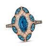 Thumbnail Image 1 of Le Vian Marquise-Cut Blue Topaz Ring 5/8 ct tw Diamonds 14K Strawberry Gold