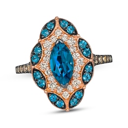 Le Vian Marquise-Cut Blue Topaz Ring 5/8 ct tw Diamonds 14K Strawberry Gold