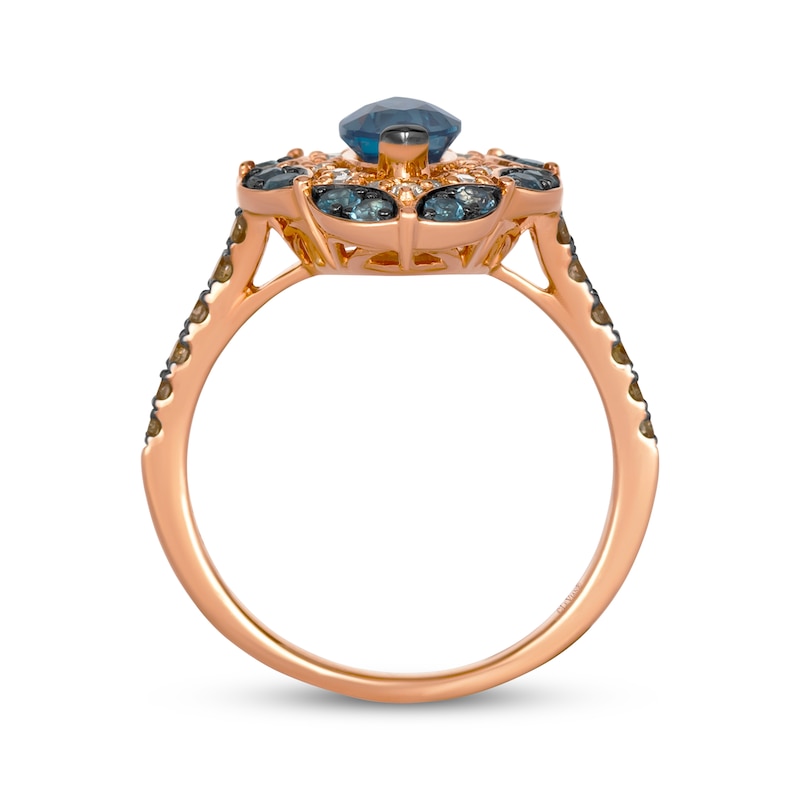 Main Image 2 of Le Vian Marquise-Cut Blue Topaz Ring 5/8 ct tw Diamonds 14K Strawberry Gold