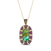 Thumbnail Image 1 of Le Vian Cushion-Cut Aquaprase, Pink Tourmaline & Amethyst Necklace 1/5 ct tw Diamonds 14K Honey Gold 20&quot;