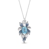 Thumbnail Image 1 of Le Vian Cushion-Cut Blue Topaz & Denim Ombré Sapphire Leaf Necklace 14K Vanilla Gold 20&quot;