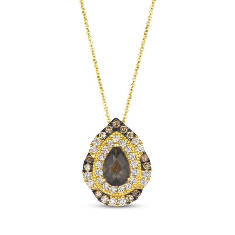 Main Image 1 of Le Vian Pear-Shaped Chocolate Quartz Necklace 7/8 ct tw Diamonds 14K Honey Gold 20&quot;