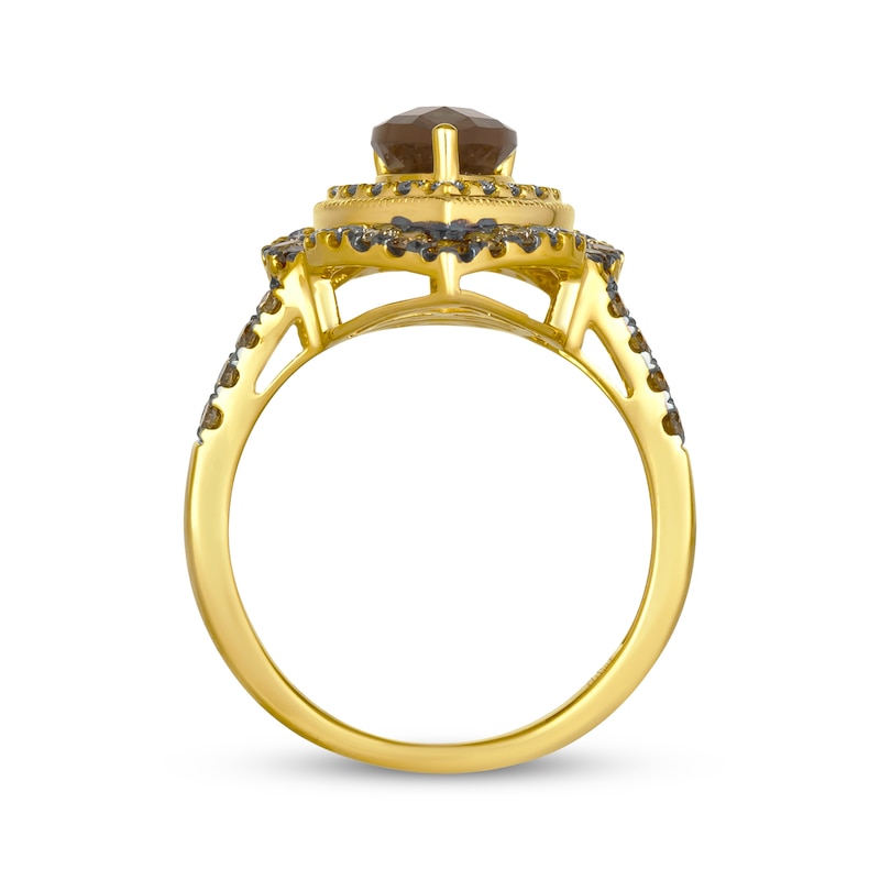 Main Image 2 of Le Vian Pear-Shaped Chocolate Quartz Ring 1 ct tw Diamonds 14K Honey Gold