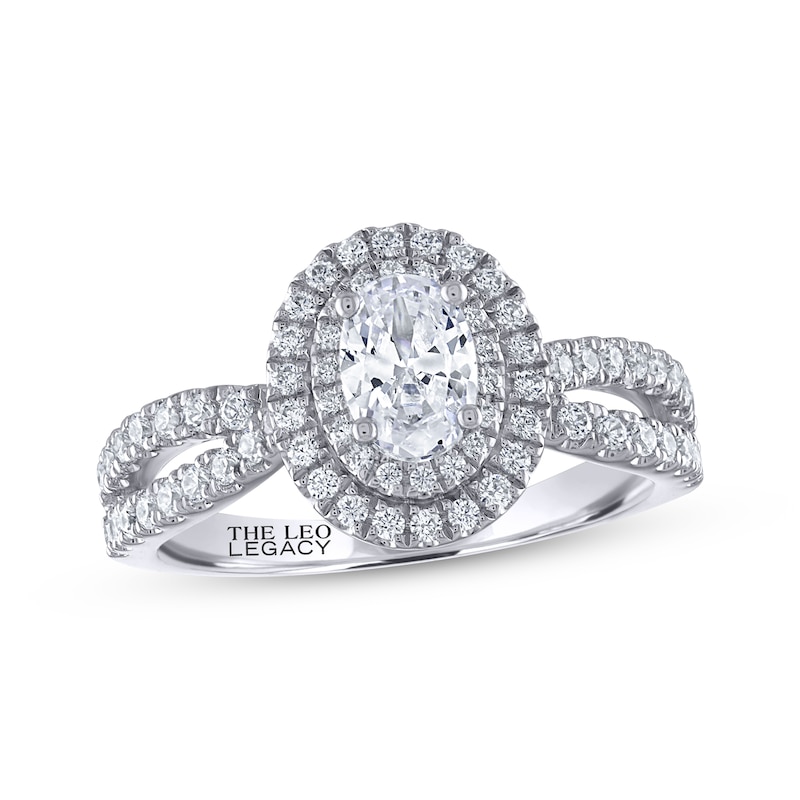 Main Image 1 of THE LEO Legacy Lab-Grown Diamond Oval-Cut Double Halo Engagement Ring 1 ct tw 14K White Gold