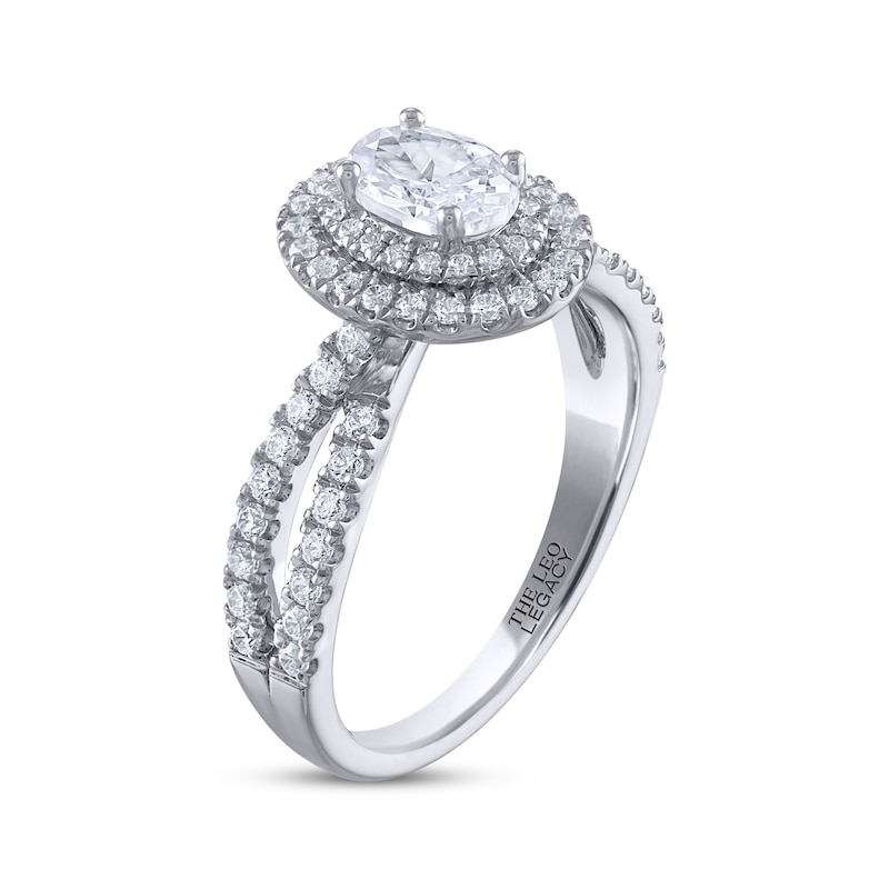 THE LEO Legacy Lab-Created Diamond Oval-Cut Double Halo Engagement Ring 1 ct tw 14K White Gold