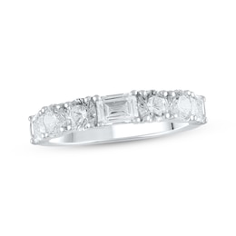 Lab-Grown Diamonds by KAY Emerald & Round-Cut Anniversary Band 2 ct tw 14K White Gold