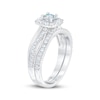 Thumbnail Image 2 of THE LEO First Light Diamond Round-Cut Cushion Halo Bridal Set 7/8 ct tw 14K White Gold