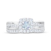 Thumbnail Image 3 of THE LEO First Light Diamond Round-Cut Cushion Halo Bridal Set 7/8 ct tw 14K White Gold