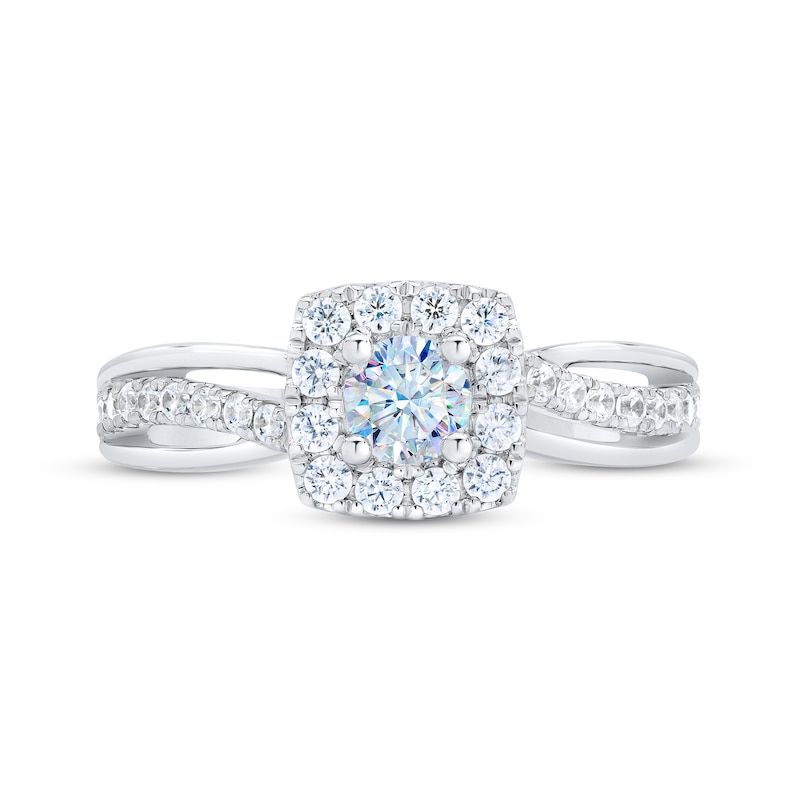 Main Image 3 of THE LEO First Light Diamond Round-Cut Cushion Frame Engagement Ring 3/4 ct tw 14K White Gold