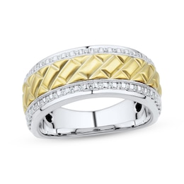 Men’s Diamond Wedding Band 1/4 ct tw 10K Two-Tone Gold