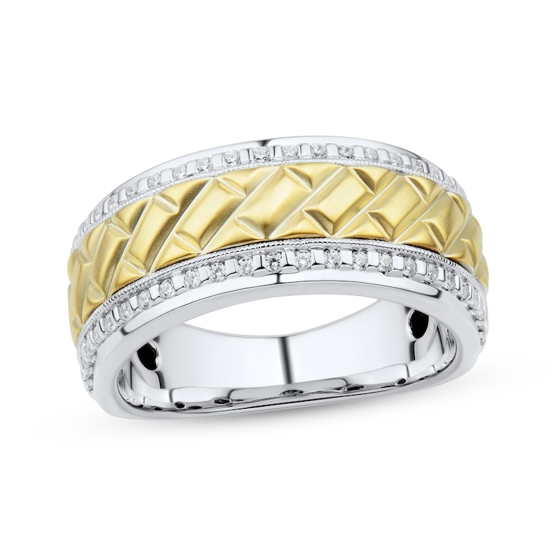 Main Image 1 of Men’s Diamond Wedding Band 1/4 ct tw 10K Two-Tone Gold