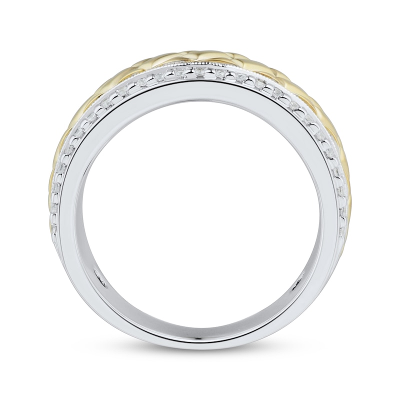 Main Image 2 of Men’s Diamond Wedding Band 1/4 ct tw 10K Two-Tone Gold