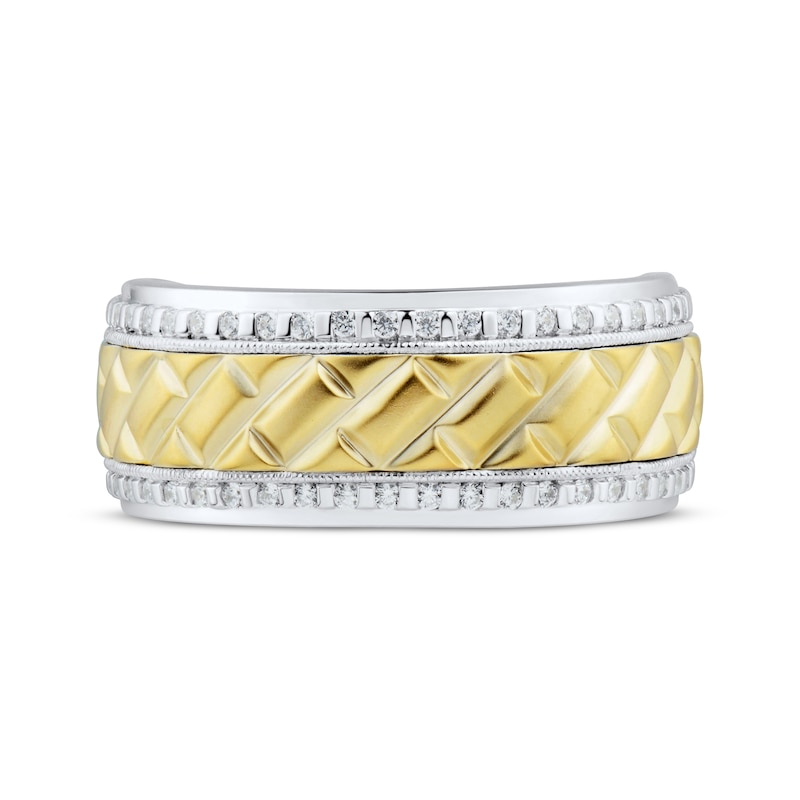 Main Image 3 of Men’s Diamond Wedding Band 1/4 ct tw 10K Two-Tone Gold