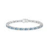 Thumbnail Image 1 of Blue Topaz & White Lab-Created Sapphire Link Bracelet 7.25&quot;