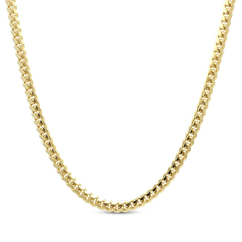 Main Image 1 of Solid Cuban Curb Chain Necklace 3.96mm 14K Yellow Gold 20&quot;