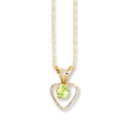 Peridot Heart Necklace 14K Yellow Gold