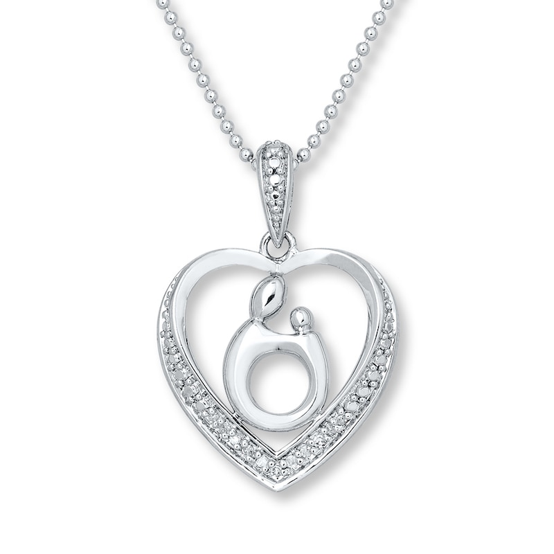 Main Image 1 of Mother & Child Necklace 1/15 ct tw Diamonds Sterling Silver