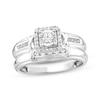 Thumbnail Image 1 of Round-Cut Diamond Cushion Halo &quot;X&quot; Engagement Ring 1/4 ct tw 10K White Gold