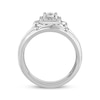 Thumbnail Image 3 of Round-Cut Diamond Cushion Halo &quot;X&quot; Engagement Ring 1/4 ct tw 10K White Gold