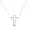 Thumbnail Image 1 of Diamond Cross Outline Necklace 1/8 ct tw 10K Yellow Gold 18&quot;