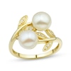 Thumbnail Image 1 of Cultured Pearl & Round-Cut Diamond Ring 1/15 ct tw 10K Yellow Gold