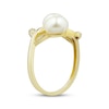 Thumbnail Image 2 of Cultured Pearl & Round-Cut Diamond Ring 1/15 ct tw 10K Yellow Gold