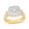 Thumbnail Image 1 of Multi-Diamond Center Cushion Frame Collar Engagement Ring 2 ct tw 10K Yellow Gold