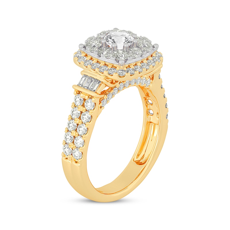 Main Image 2 of Multi-Diamond Center Cushion Frame Collar Engagement Ring 2 ct tw 10K Yellow Gold