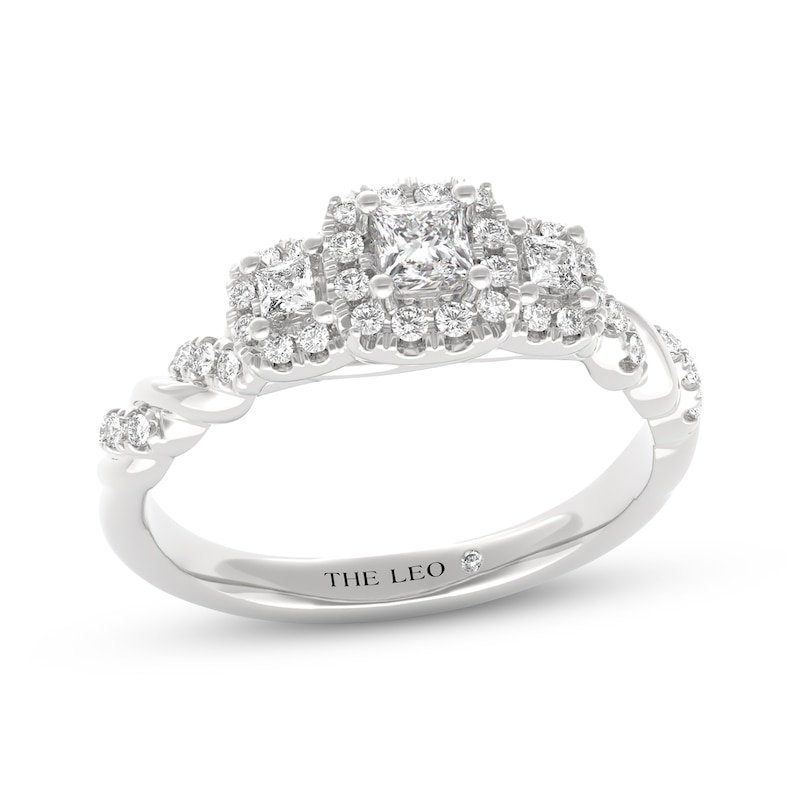 Main Image 1 of THE LEO Diamond Princess-Cut Three-Stone Engagement Ring 1/2 ct tw 14K White Gold