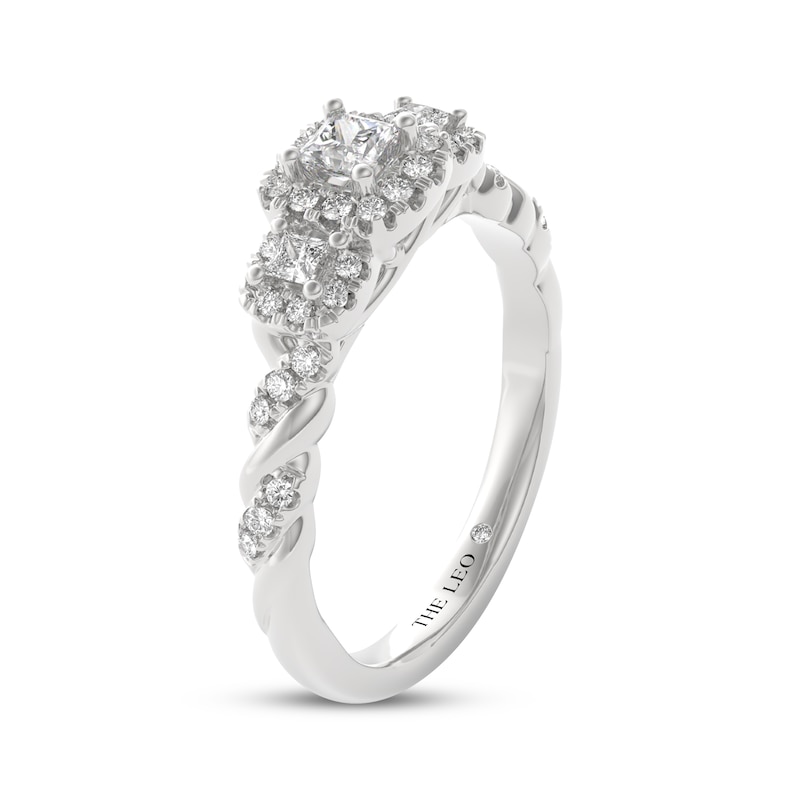 Main Image 2 of THE LEO Diamond Princess-Cut Three-Stone Engagement Ring 1/2 ct tw 14K White Gold