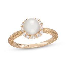 Neil Lane Cultured Akoya Pearl & Diamond Engagement Ring 1/4 ct tw 14K Yellow Gold