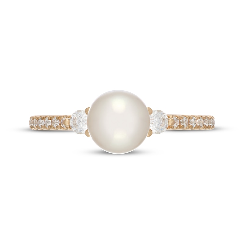 Main Image 3 of Neil Lane Cultured Akoya Pearl & Diamond Engagement Ring 1/3 ct tw 14K Yellow Gold