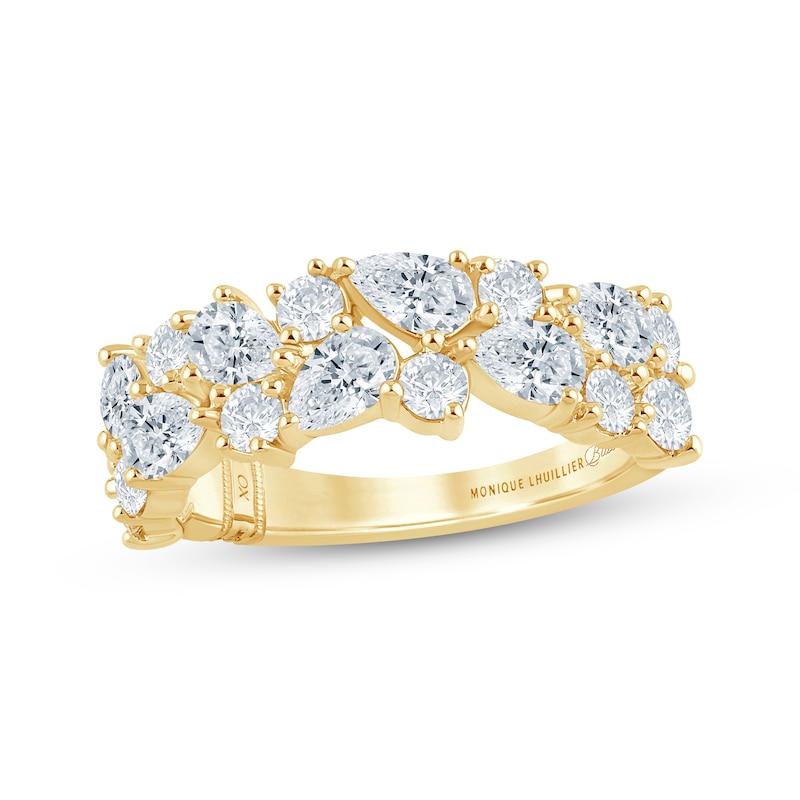 Main Image 1 of Monique Lhuillier Bliss Pear-Shaped & Round-Cut Lab-Grown Diamond Anniversary Ring 2 ct tw 18K Yellow Gold