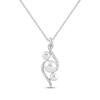 Thumbnail Image 1 of Cultured Pearl Trio & White Lab-Created Sapphire Swirl Necklace Sterling Silver 18&quot;